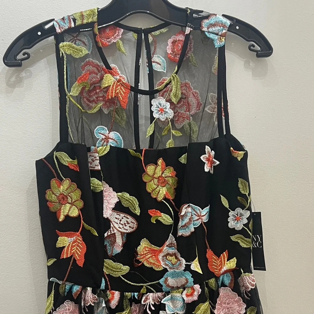 New York & Company Black Dress with Colorful Floral Design - Picture 4 of 10
